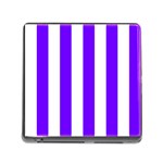 Vertical Stripes - White and Indigo Violet Memory Card Reader (Square)