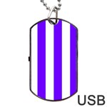 Vertical Stripes - White and Indigo Violet Dog Tag USB Flash (One Side)