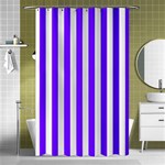 Vertical Stripes - White and Indigo Violet Shower Curtain 48  x 72  (Small)