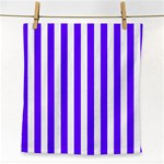 Vertical Stripes - White and Indigo Violet Face Towel