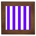 Vertical Stripes - White and Indigo Violet Framed Tile
