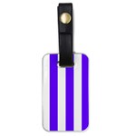 Vertical Stripes - White and Indigo Violet Luggage Tag (One Side)