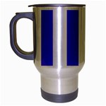 Vertical Stripes - White and Indigo Violet Travel Mug (Silver Gray)