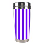 Vertical Stripes - White and Indigo Violet Stainless Steel Travel Tumbler