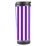 Vertical Stripes - White and Indigo Violet Travel Tumbler