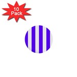 Vertical Stripes - White and Indigo Violet 1  Mini Button (10 pack)