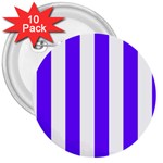 Vertical Stripes - White and Indigo Violet 3  Button (10 pack)