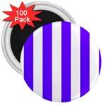 Vertical Stripes - White and Indigo Violet 3  Magnet (100 pack)