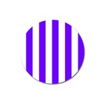 Vertical Stripes - White and Indigo Violet Magnet 3  (Round)