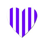 Vertical Stripes - White and Indigo Violet Magnet (Heart)