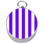 Vertical Stripes - White and Indigo Violet Silver Compass