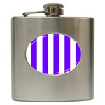 Vertical Stripes - White and Indigo Violet Hip Flask (6 oz)