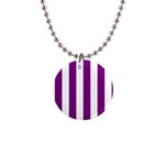 Vertical Stripes - White and Purple Violet 1  Button Necklace