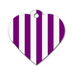 Vertical Stripes - White and Purple Violet Dog Tag Heart (Two Sides)