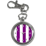 Vertical Stripes - White and Purple Violet Key Chain Watch