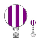 Vertical Stripes - White and Purple Violet Stainless Steel Nurses Watch