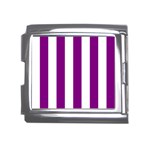 Vertical Stripes - White and Purple Violet Mega Link Italian Charm (18mm)