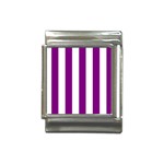 Vertical Stripes - White and Purple Violet Italian Charm (13mm)