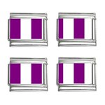Vertical Stripes - White and Purple Violet 9mm Italian Charm (4 pack)