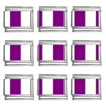 Vertical Stripes - White and Purple Violet 9mm Italian Charm (9 pack)