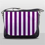 Vertical Stripes - White and Purple Violet Messenger Bag