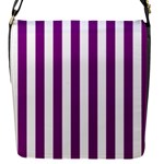 Vertical Stripes - White and Purple Violet Flap Closure Messenger Bag (S)