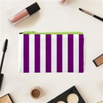 Vertical Stripes - White and Purple Violet Canvas Cosmetic Bag (XS)