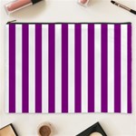 Vertical Stripes - White and Purple Violet Cosmetic Bag (XXXL)