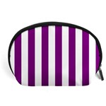Vertical Stripes - White and Purple Violet Accessory Pouch (Large)