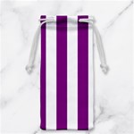 Vertical Stripes - White and Purple Violet Jewelry Bag