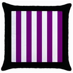 Vertical Stripes - White and Purple Violet Throw Pillow Case (Black)