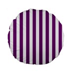 Vertical Stripes - White and Purple Violet Standard 15  Premium Round Cushion