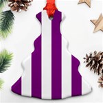 Vertical Stripes - White and Purple Violet Christmas Tree Ornament (Two Sides)