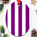 Vertical Stripes - White and Purple Violet Oval Ornament (Two Sides)