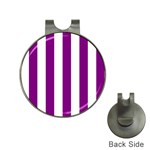 Vertical Stripes - White and Purple Violet Golf Ball Marker Hat Clip