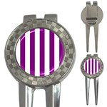 Vertical Stripes - White and Purple Violet 3-in-1 Golf Divot
