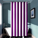 Vertical Stripes - White and Purple Violet Shower Curtain 36  x 72  (Stall)