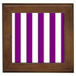 Vertical Stripes - White and Purple Violet Framed Tile