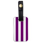 Vertical Stripes - White and Purple Violet Luggage Tag (One Side)