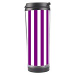 Vertical Stripes - White and Purple Violet Travel Tumbler