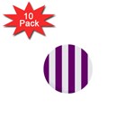 Vertical Stripes - White and Purple Violet 1  Mini Button (10 pack)