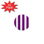 Vertical Stripes - White and Purple Violet 1  Mini Magnet (10 pack)