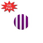Vertical Stripes - White and Purple Violet 1  Mini Magnet (100 pack)