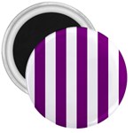 Vertical Stripes - White and Purple Violet 3  Magnet
