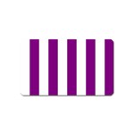 Vertical Stripes - White and Purple Violet Magnet (Name Card)