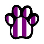 Vertical Stripes - White and Purple Violet Magnet (Paw Print)