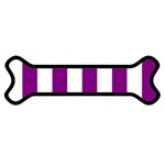 Vertical Stripes - White and Purple Violet Magnet (Dog Bone)
