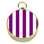 Vertical Stripes - White and Purple Violet Gold Compass