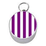 Vertical Stripes - White and Purple Violet Silver Compass (Mini)