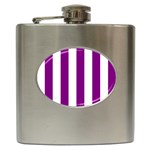 Vertical Stripes - White and Purple Violet Hip Flask (6 oz)